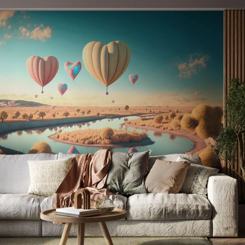 Tapet Premium Sand - Iubirea ne înalță - baloane, Pastel, Bomboane - 350x256 cm