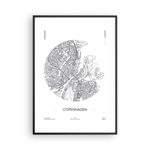 Poster în ramă neagră - Anatomia Copenhagăi - 70x100 cm
