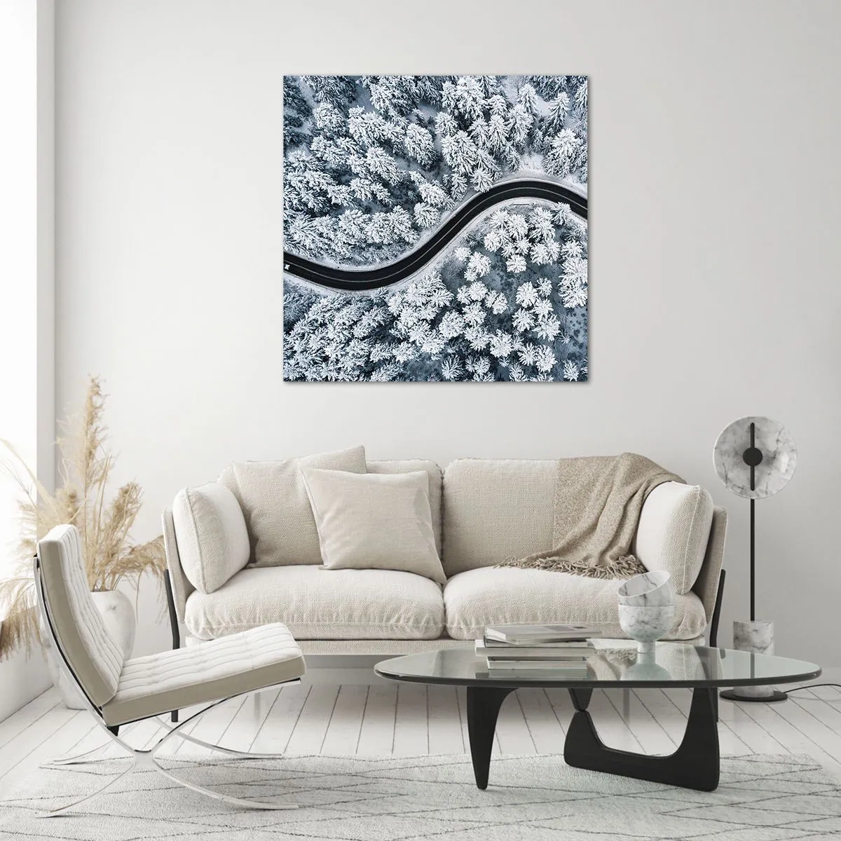 Tablou pe sticlă - Prin pădurea de iarnă - 40x40 cm