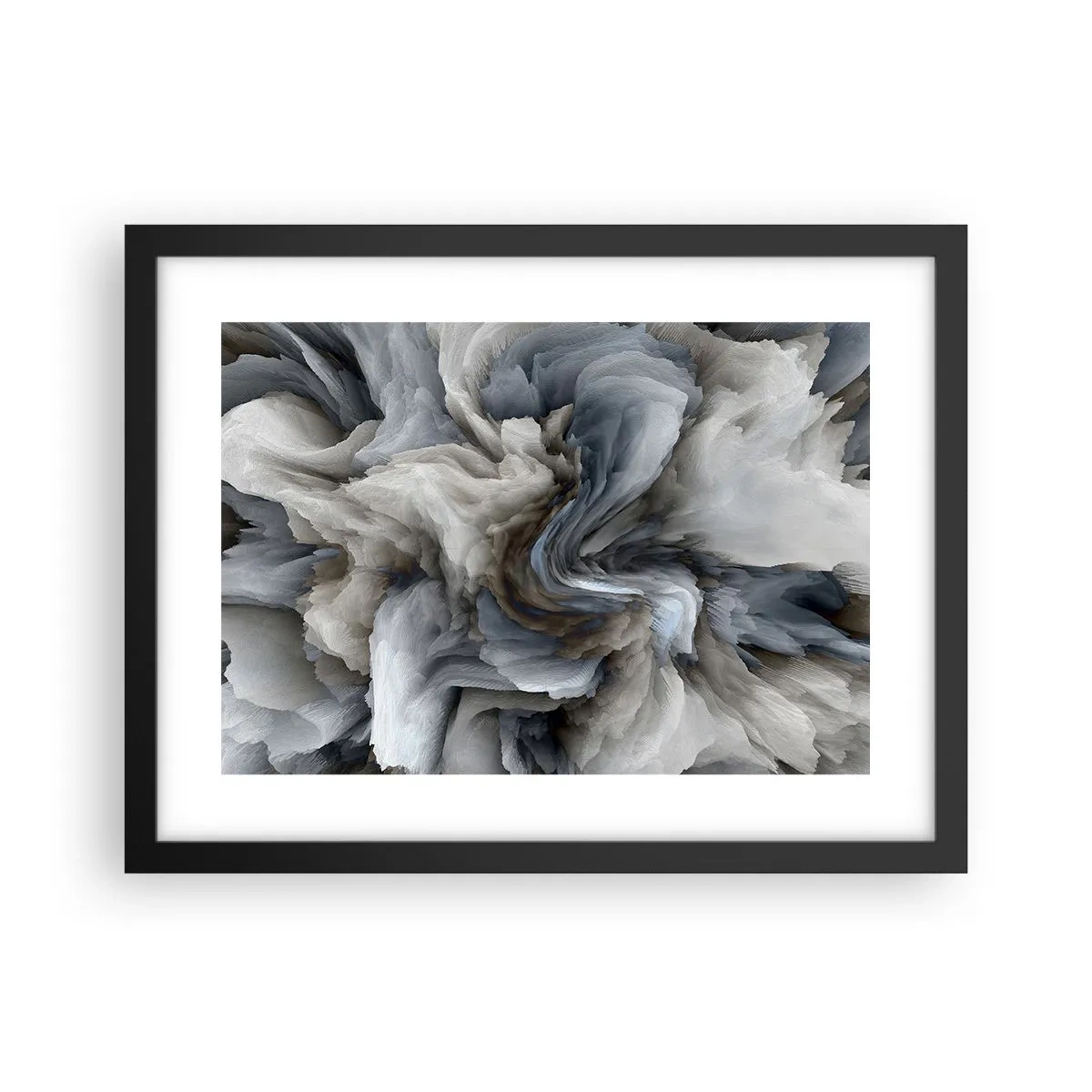 Poster în ramă neagră - Piatră și floare - 40x30 cm