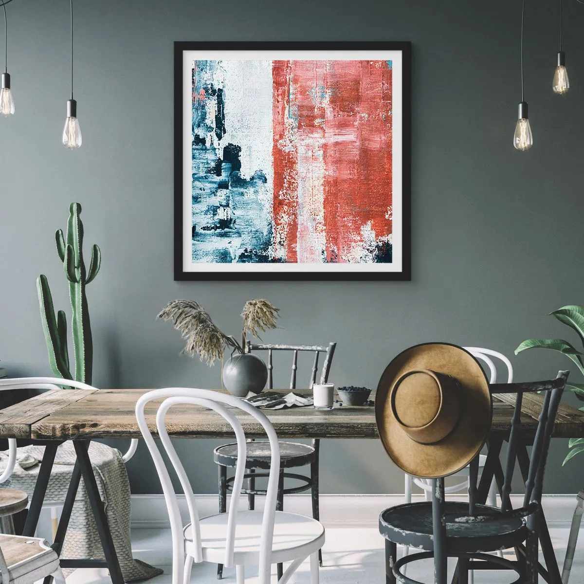 Poster în ramă neagră - Jumi-juma abstract - 60x60 cm