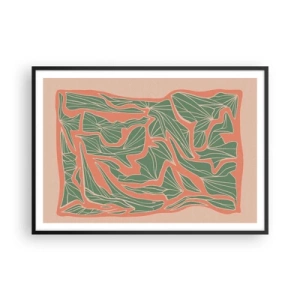 Poster în ramă neagră - Lupta dintre coral și verde - 100x70 cm