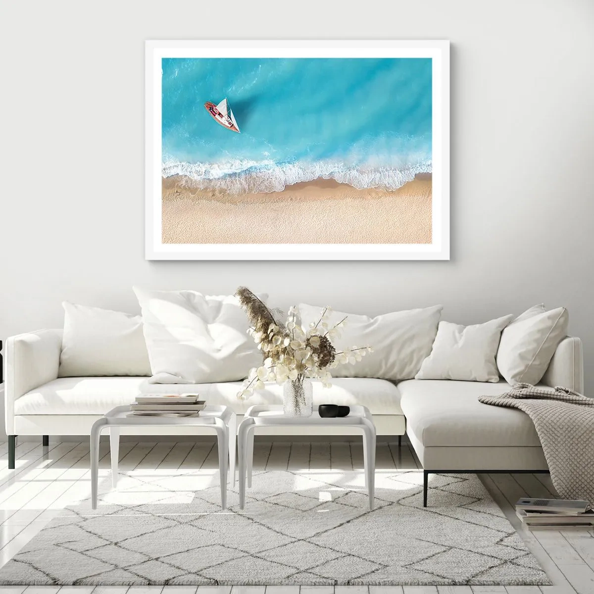 Poster în ramă albă - La frontieră dintre albastru și auriu - 50x40 cm