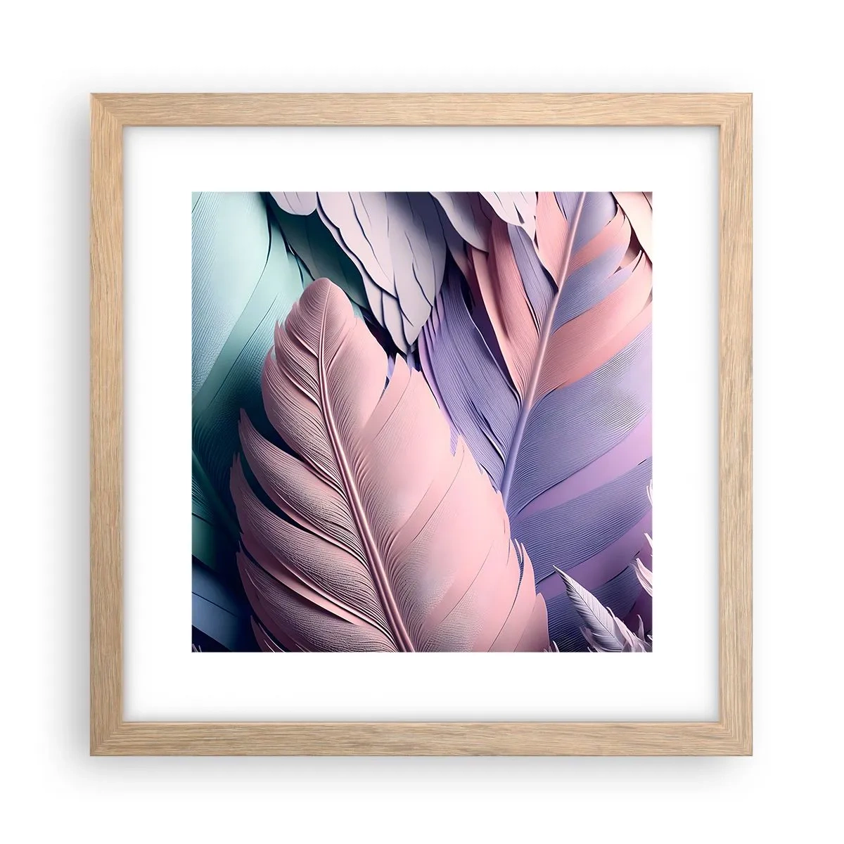 Poster în ramă de stejar deschis - Eleganța păsărilor - 30x30 cm