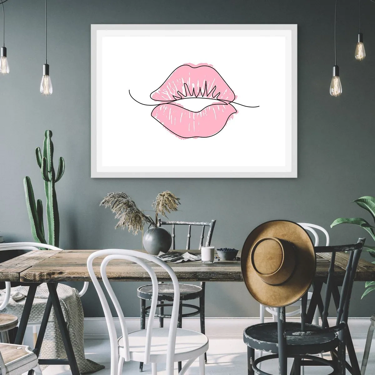 Poster în ramă albă - Vrei un sărut? - 40x30 cm