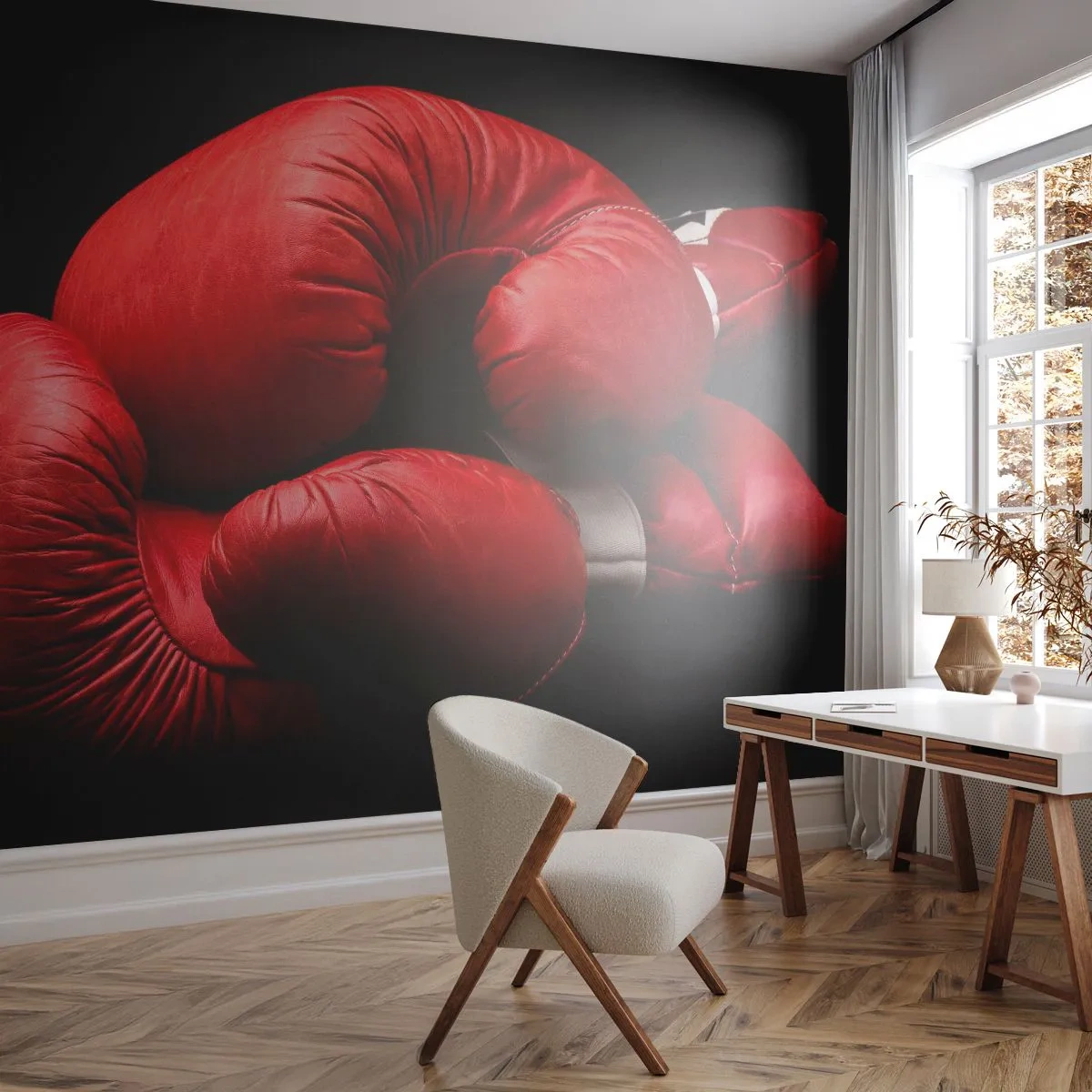 Tapet Premium Canvas - Emoția bătăliei a trecut - Sport, Cutie, Manusi de box - 250x175 cm
