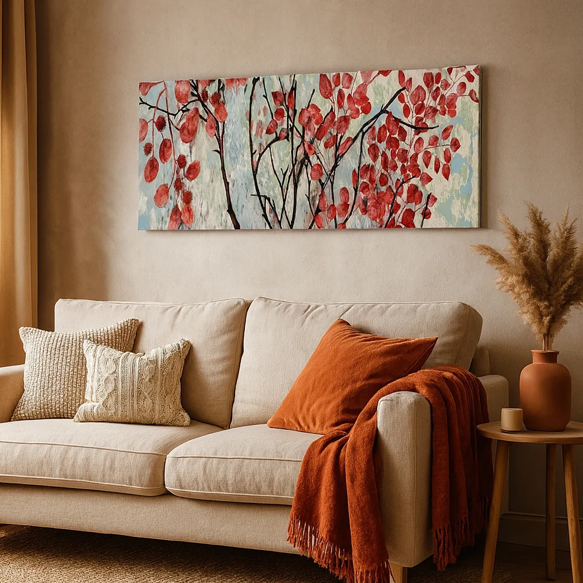 Tablou pe pânză - Arbore în stacojiu - 30x30 cm