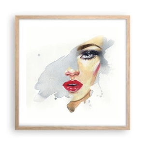 Poster în ramă de stejar deschis - Reflecție într-o picătură de apă - 50x50 cm