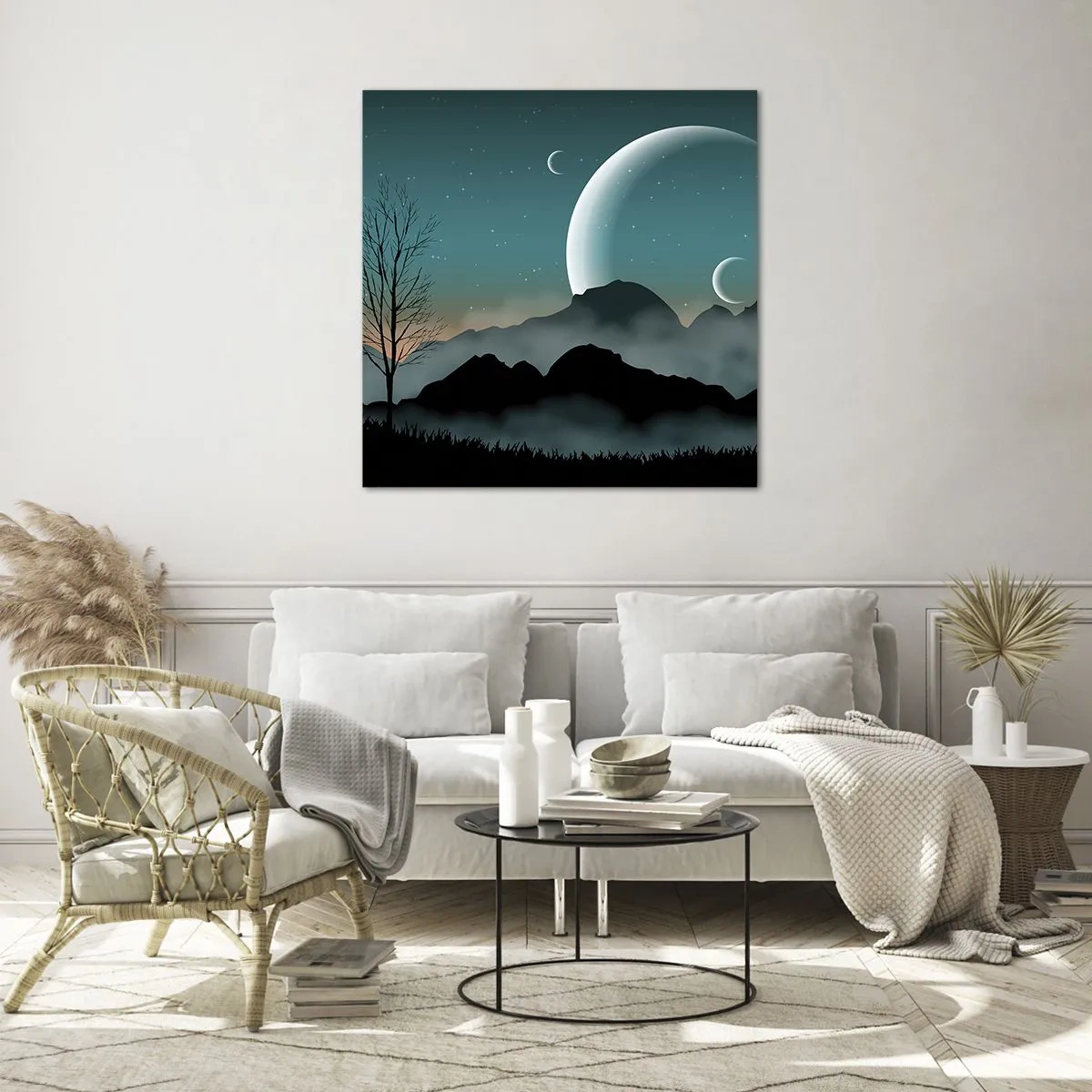 Tablou pe sticlă - Carnavalul unei nopți înstelate - 60x60 cm