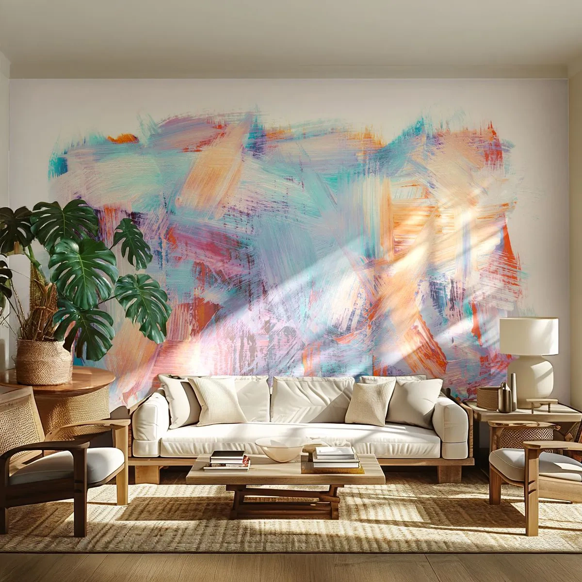 Tapet Standard Eco - O dezordine colorată - Minimalist, Pastel, Bucată - 400x280 cm