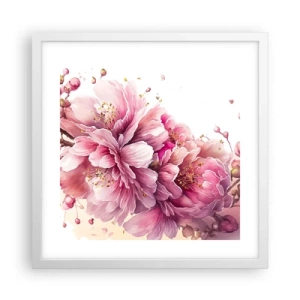 Poster în ramă albă - Flori de cireș - 40x40 cm