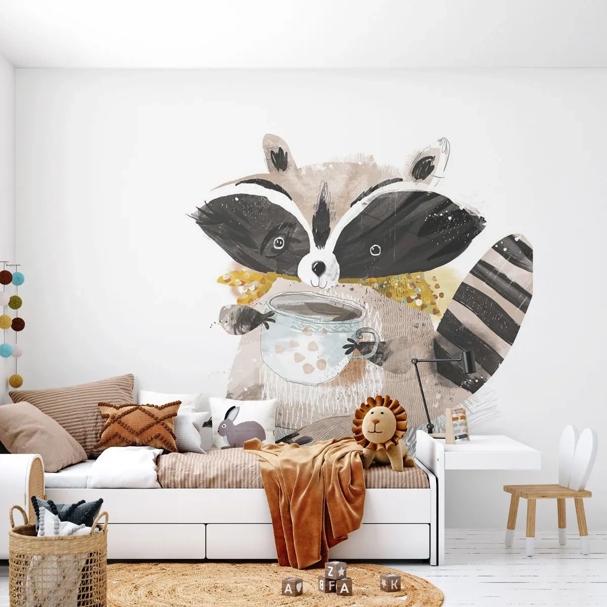 Tapet Premium Sand - Prietenul meu ratonul - Pentru copii, Raton, Grafică - 100x70 cm