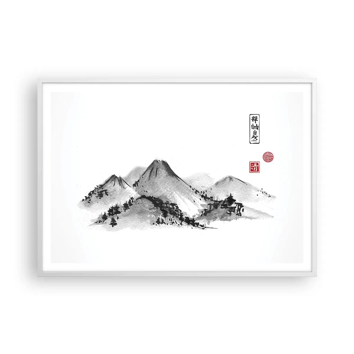 Poster în ramă albă - Dincolo de dealuri - 100x70 cm