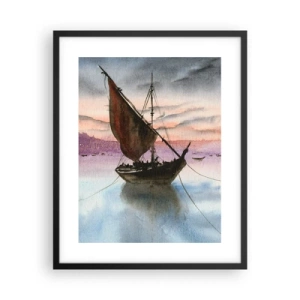 Poster în ramă neagră - O seară în port - 40x50 cm