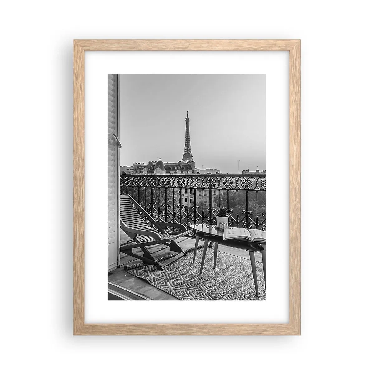 Poster în ramă de stejar deschis - După-amiază pariziană - 30x40 cm