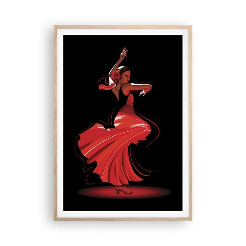 Poster în ramă de stejar deschis - Spiritul înflăcărat al flamenco-ului - 70x100 cm