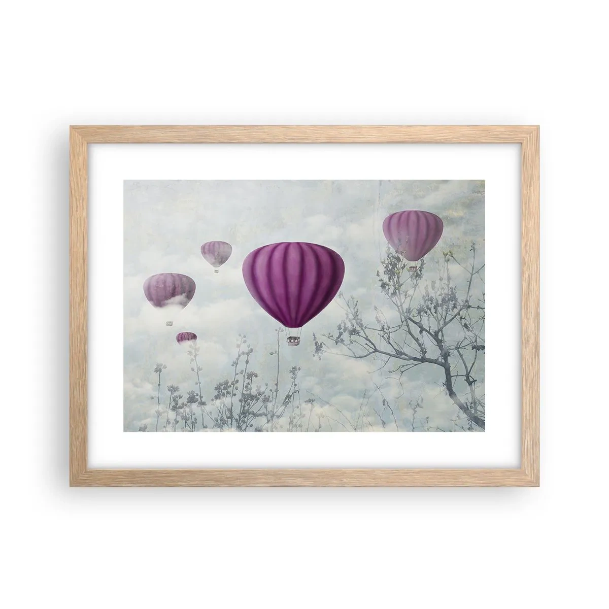 Poster în ramă de stejar deschis - Ca niște nave pe cer - 40x30 cm