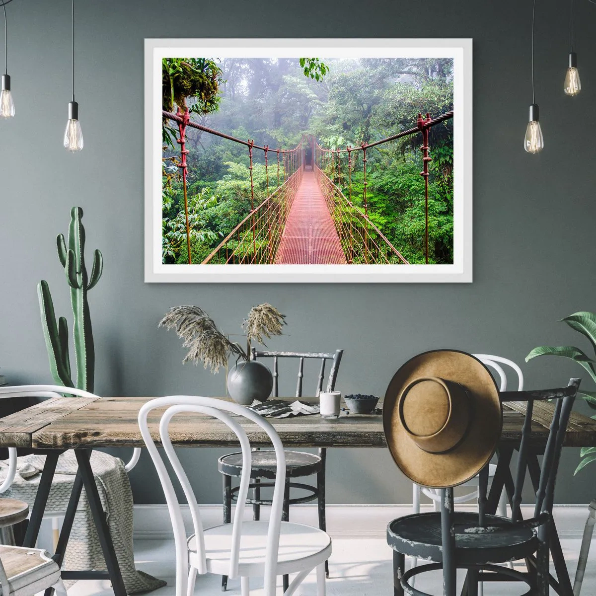 Poster în ramă albă - Suspendat deasupra coroanelor arborilor - 100x70 cm