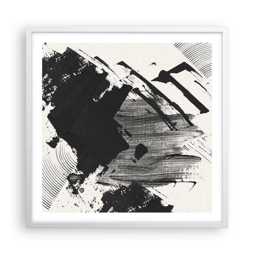 Poster în ramă albă - Abstracție - expresie de negru - 60x60 cm