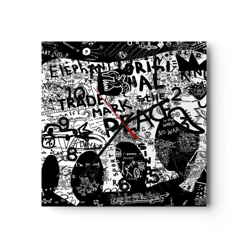Ceas de perete - Ceas pe sticlă - Lumea bogată a străzii - 40x40 cm