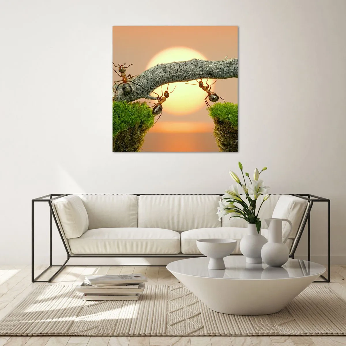 Tablou pe sticlă - Cooperare veselă - 60x60 cm