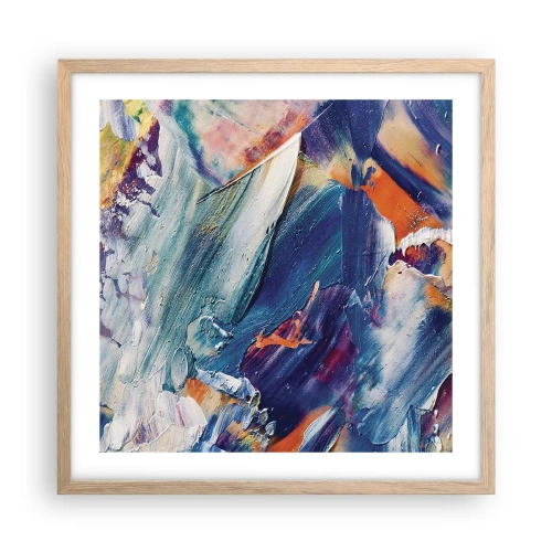 Poster în ramă de stejar deschis - Confuzie de culori - 50x50 cm