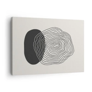 Tablou pe pânză Canvas - Model abstract cu linii și forme în alb și negru - 70x50cm - Persistență și vibrațiile - Decorațiune modernă pentru perete pentru living și dormitor ARTTOR