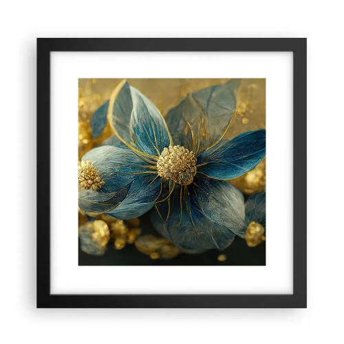 Poster în ramă neagră - Floare cu aur - 30x30 cm