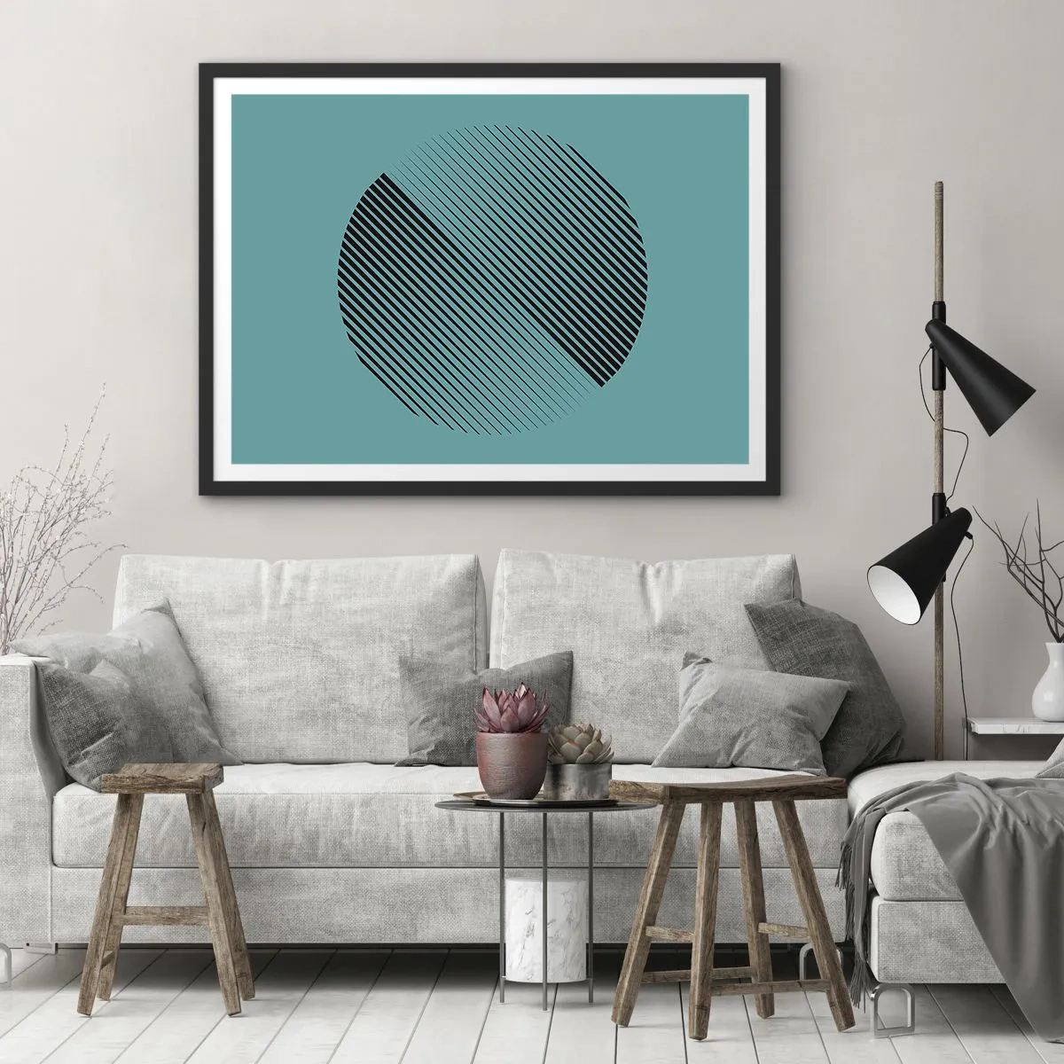 Poster în ramă neagră - Cercul - o variație geometrică - 70x50 cm