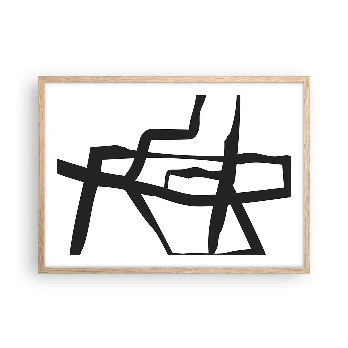Poster în ramă de stejar deschis - Construcție în alb și negru - 70x50 cm