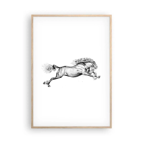 Poster în ramă de stejar deschis - Oprit din galop - 70x100 cm