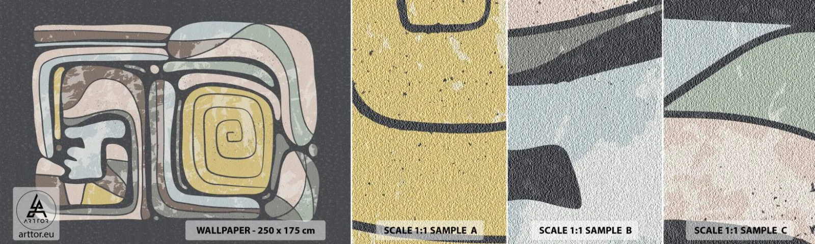 Mostră tapet autocolant Deluxe Sticker - Abstracție în spirit precolumbian - Abstracția, Boho, În vârstă - 100x30 cm