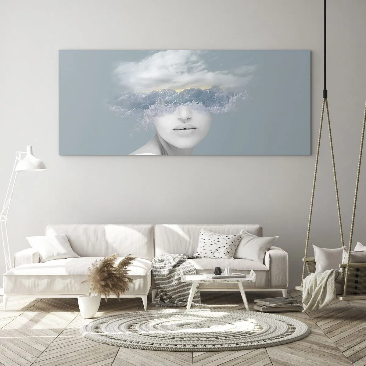 Tablou pe sticlă - Cu capul în nori - 100x40 cm