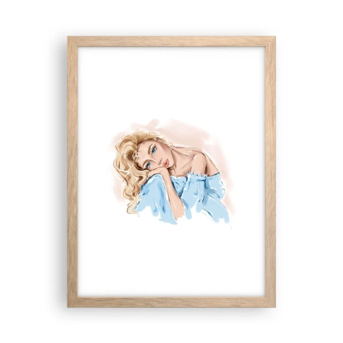 Poster în ramă de stejar deschis - Scufundată în vis albastru - 30x40 cm