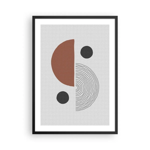 Poster în ramă neagră - Compoziție geometrică abstractă în culori calde - 50x70cm - Excelența roții - Decorațiune modernă pentru perete pentru living și dormitor ARTTOR