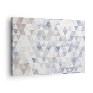 Tablou pe pânză Canvas - Model geometric triunghiular în nuanțe pastelate - 70x50cm - În ritm de trei - Decorațiune modernă pentru perete pentru living și dormitor ARTTOR