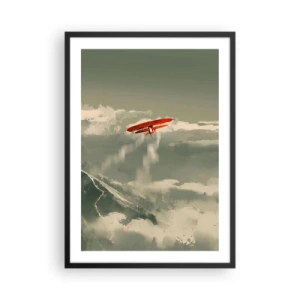 Poster în ramă neagră - Un biplan roșu pe cer - 50x70cm - Un pionier neînfricat - Decorațiune modernă pentru perete pentru living și dormitor ARTTOR