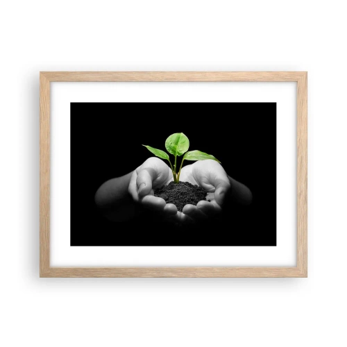 Poster în ramă de stejar deschis - Iubesc natura, o protejez - 40x30 cm