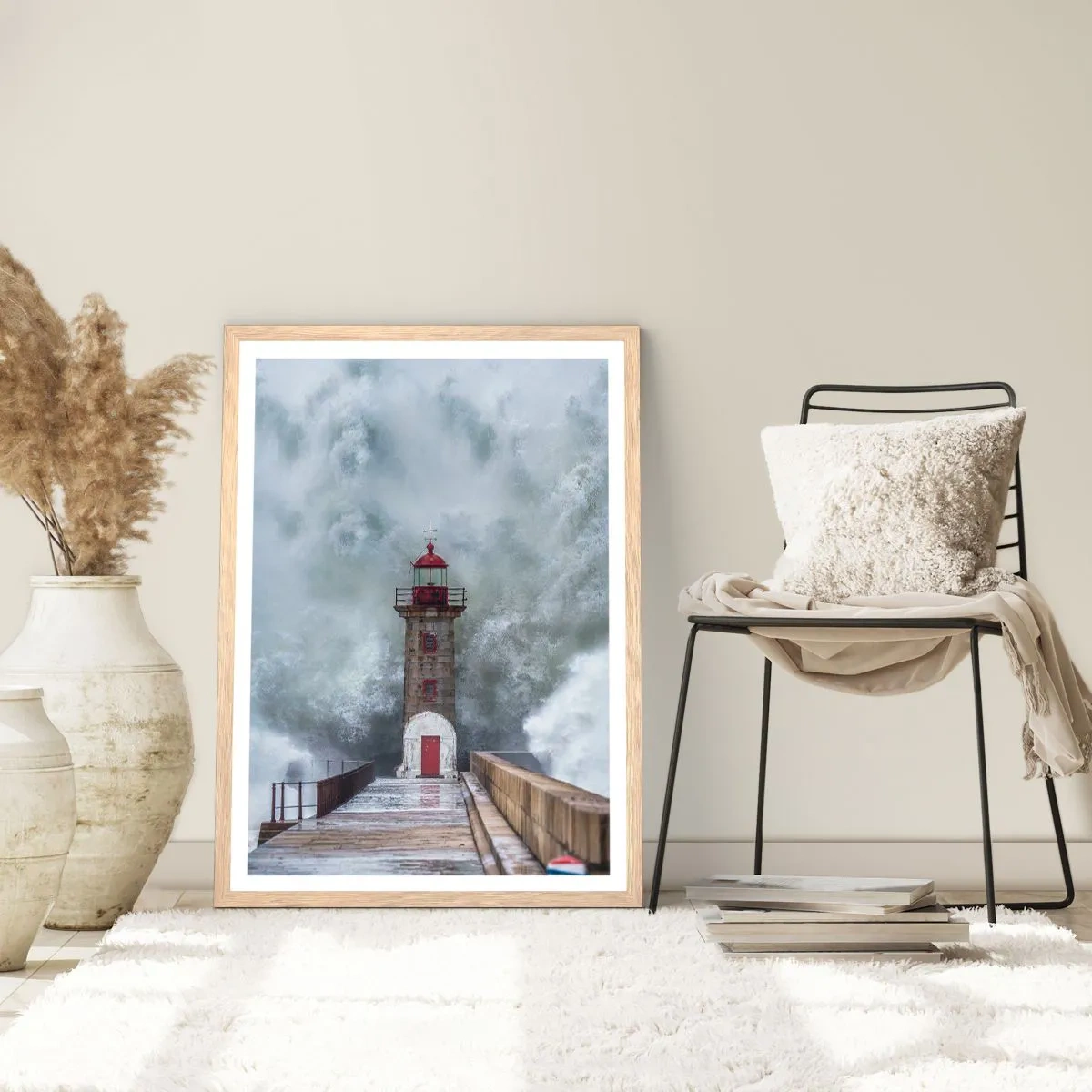 Poster în ramă de stejar deschis - Zgomotul apelor, sunetul vântului - 70x100 cm