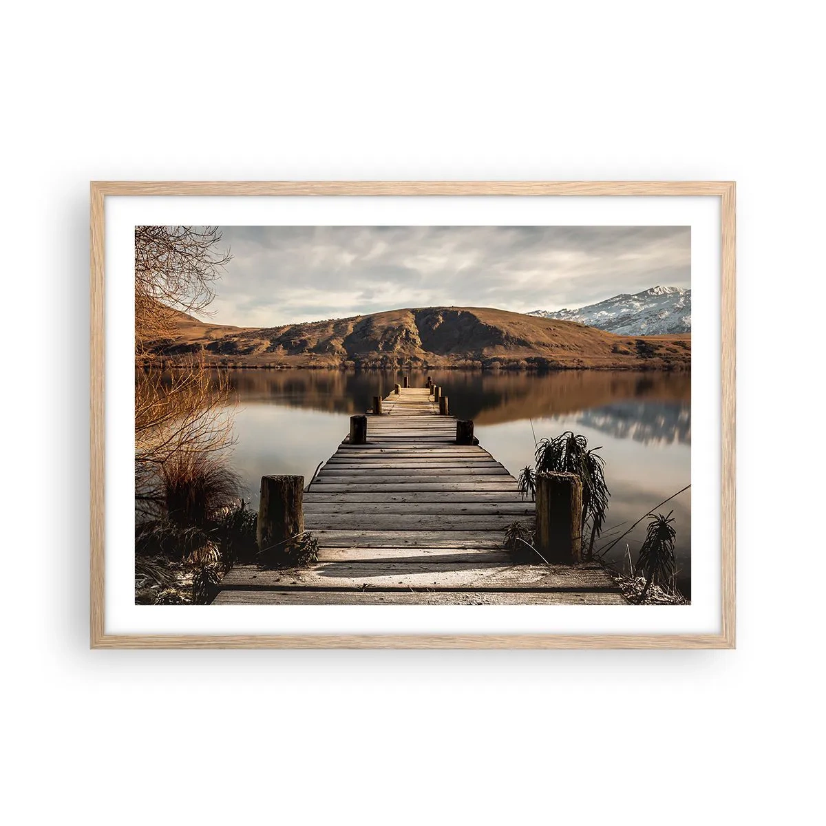 Poster în ramă de stejar deschis - Peisaj în tăcere - 70x50 cm