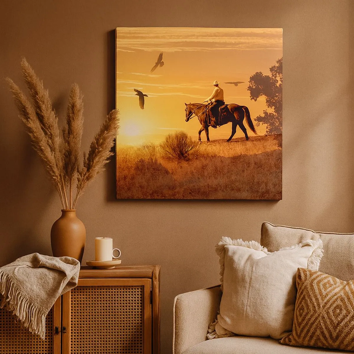 Tablou pe pânză - Singur peste prerie - 30x30 cm