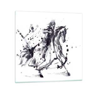 Tablou pe sticlă - Cavalerul negru - 30x30 cm