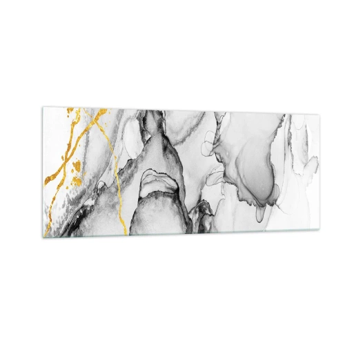 Tablou pe sticlă - Compoziție cu motiv auriu - 100x40 cm