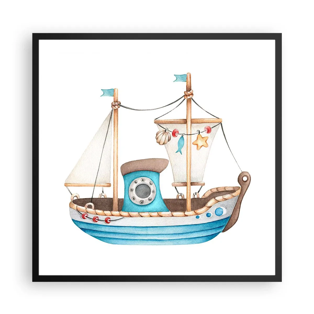 Poster în ramă neagră - Ahoy aventura! - 60x60 cm