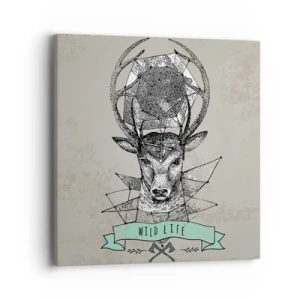 Tablou pe pânză - Viziunea Sfântului Hubertus - 40x40 cm