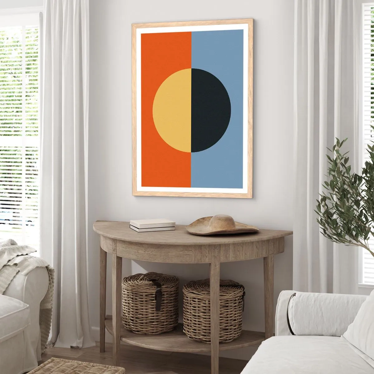 Poster în ramă de stejar deschis - O compoziție de căldură și răcoare - 70x100 cm