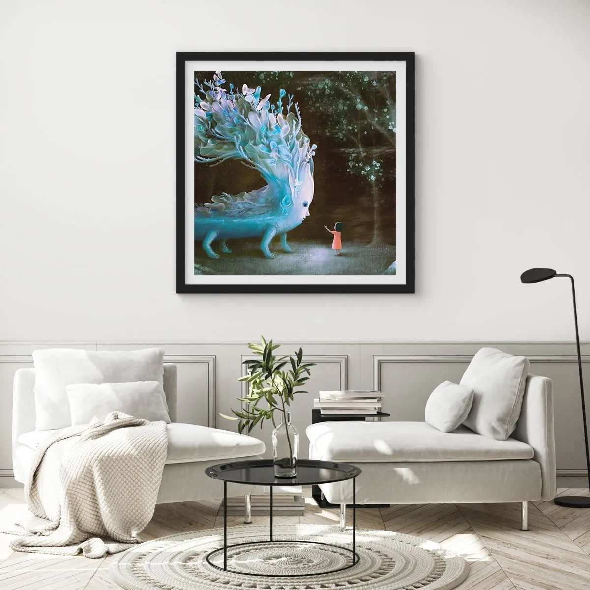Poster în ramă neagră - Întâlnire fantastică - 30x30 cm