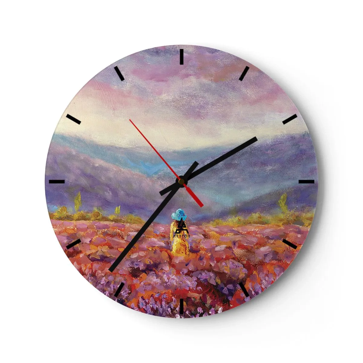 Ceas de perete - Ceas pe sticlă - Într-o lume de lavandă - 40x40 cm