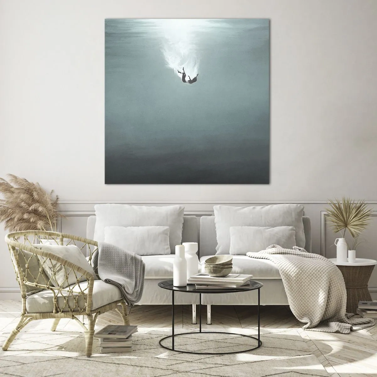 Tablou pe sticlă - În îmbrățișarea oceanului - 40x40 cm
