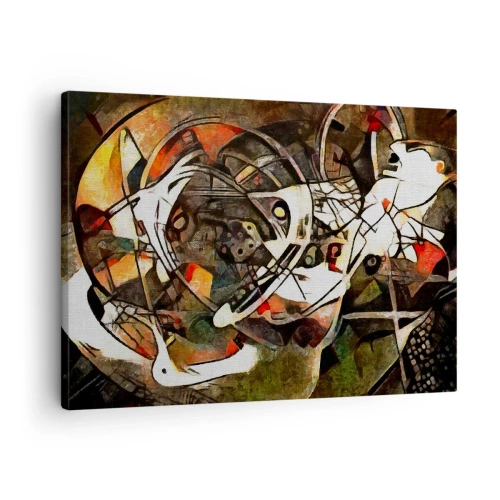 Tablou pe pânză Canvas - Abstracție expresivă în tonuri întunecate cu linii dinamice. - 70x50cm - Auziți mișcarea? - Decorațiune modernă pentru perete pentru living și dormitor ARTTOR